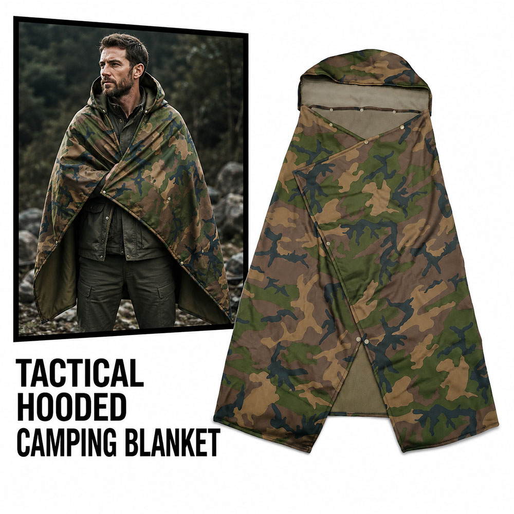Outdoor Hunting Blanket - ผ้าห่มคลุมศีรษะลายพรางแบบยุทธวิธี ผ้าฟลีซกันลม อุ่น พกพาสะดวก สำหรับการล่าสัตว์ แอร์ซอฟท์
