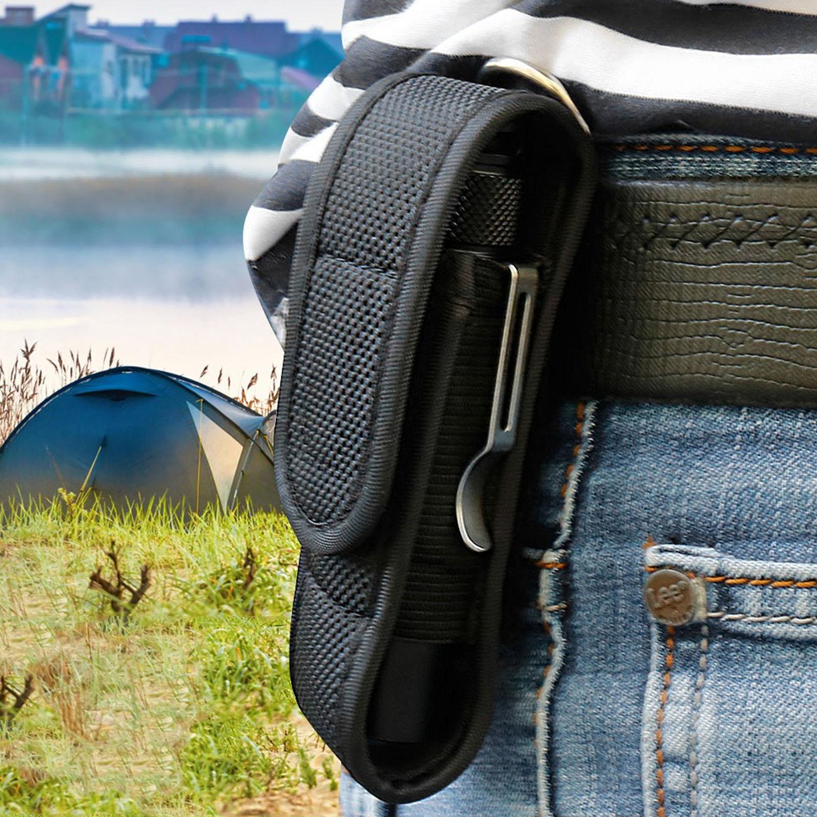 Hunting Outdoor - ไฟฉาย LED พร้อมเคสป้องกัน กระเป๋าหนังใส่ไฟฉายคาดเอวสำหรับกิจกรรมกลางแจ้ง กระเป๋าเก็บไฟฉายสำหรับปั่นจักรยาน เหมาะสำหรับการเดินป่าและล่าสัตว์