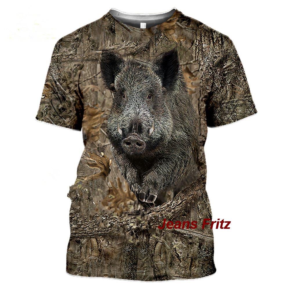 Wildman Hunting & Outdoor Vanderbijlpark - เสื้อยืด2023ลายพรางล่าสัตว์หมูป่า3D ลำลองฤดูร้อนผู้ชายเสื้อแจ็คเก็ตแขนสั้นเสื้อสวมหัวแนวสตรีทแฟชั่น