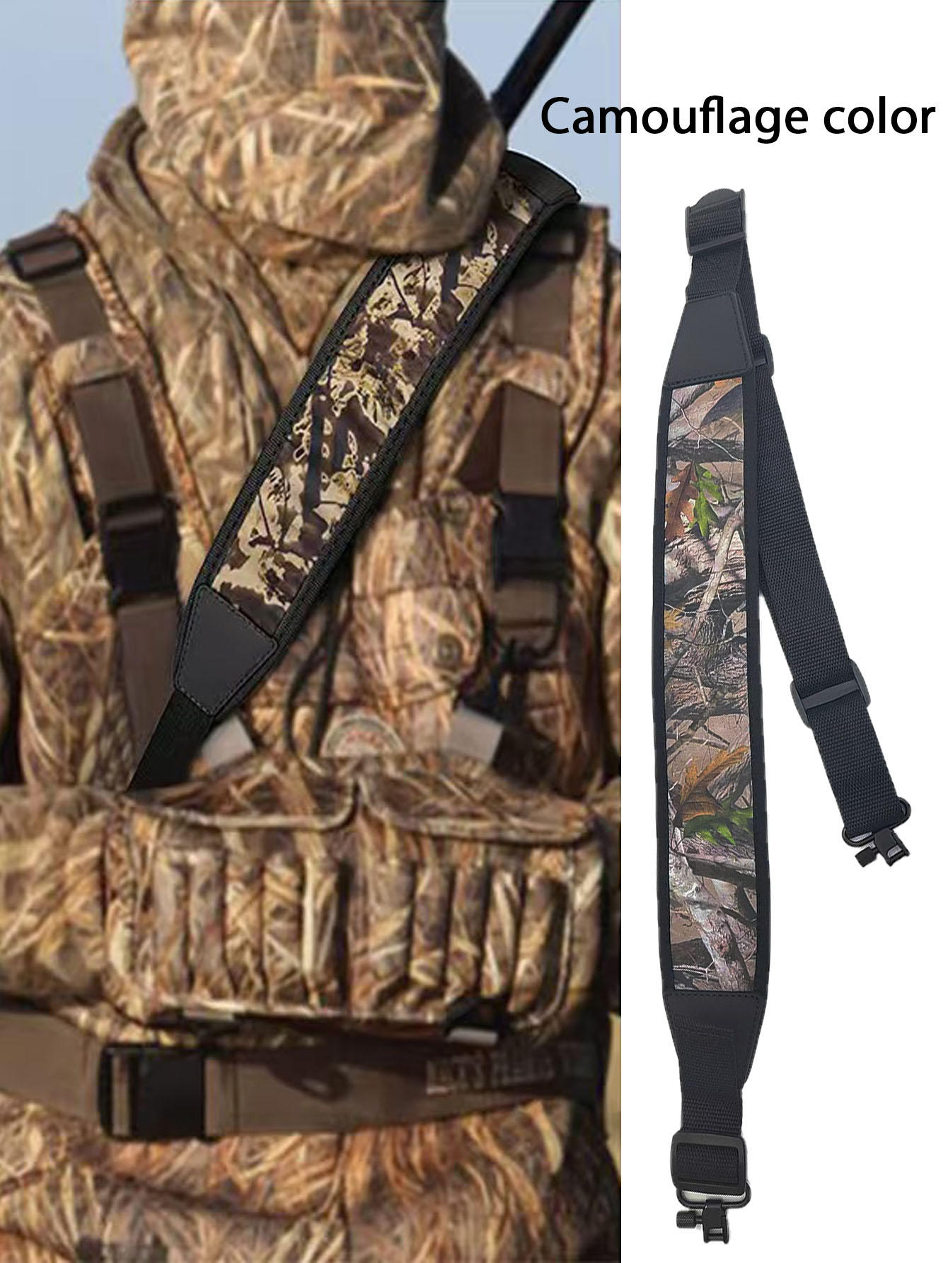 Hunting Outdoor - สายสะพายไหล่สำหรับล่าสัตว์ สายสะพายอเนกประสงค์สำหรับกิจกรรมกลางแจ้ง สายสะพายไหล่แบบยุทธวิธี อุปกรณ์เสริมสำหรับการล่าสัตว์ สายสะพายไหล่แบบสองจุด