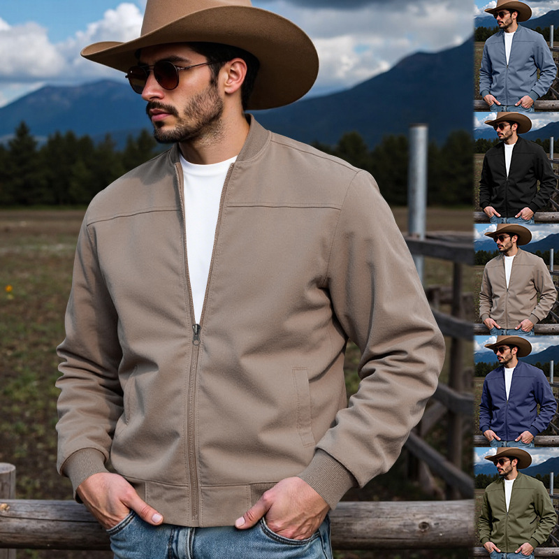 Hunting Outdoor Shop - เสื้อแจ็คเก็ตซิปหนังกลับทรงหลวมสไตล์ตะวันตกสำหรับผู้ชาย คอลเลคชั่นใหม่ฤดูใบไม้ร่วงปี 2026
