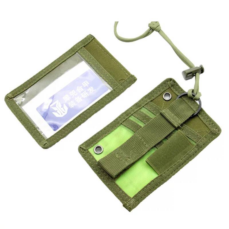 Outdoor Hunting Guide - ซองใส่บัตรประจำตัวแบบยุทธวิธี พร้อมแถบตีนตุ๊กแก สำหรับใส่บัตรไกด์นำเที่ยว กระเป๋าใส่ของสำหรับเดินทาง กระเป๋าใส่ปากกา และสายคล้องคอไนลอน