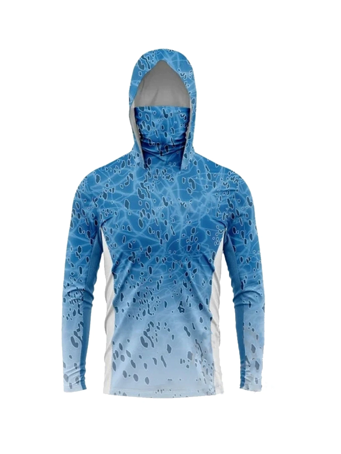 Hunting Outdoor - เสื้อฮู้ดดี้ตกปลาแขนยาวสำหรับผู้ชาย พร้อมหน้ากากป้องกันรังสียูวี เสื้อกันแดด เสื้อตกปลา เสื้อเจอร์ซีย์สำหรับล่าปลา UPF