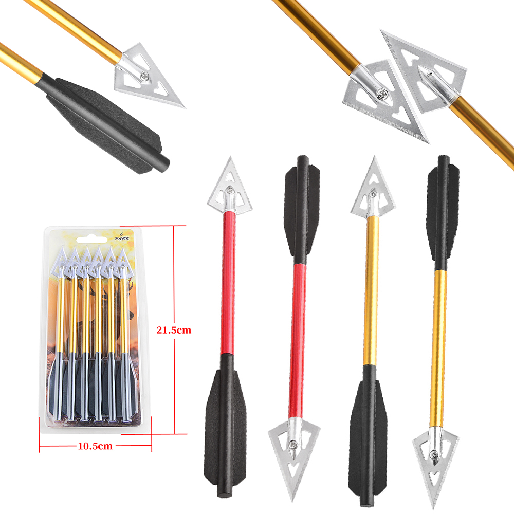 Crossbow Bolt Broadhead - ลูกศรอลูมิเนียมแบบสั้น 6/12 ชิ้น สำหรับธนูครอสโบว์ หัวลูกศรแบบ Broadhead