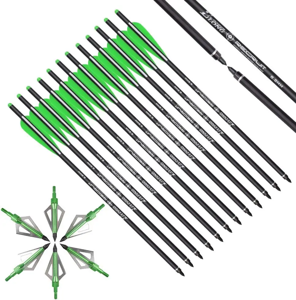Crossbow Bolt Broadhead - Elong Crossbow Bolts 20 นิ้วคาร์บอนการล่าสัตว์ Broadheads