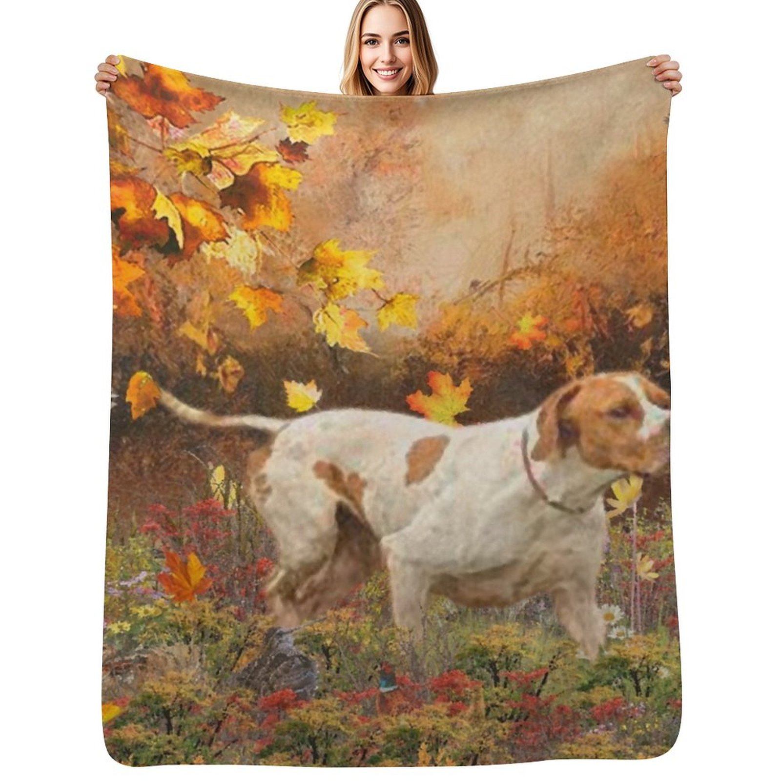 Outdoor Hunting Blanket - English Pointer Hunts Throw Blanket ผ้าห่มอุ่นนุ่มพับได้สำหรับใช้กลางแจ้ง