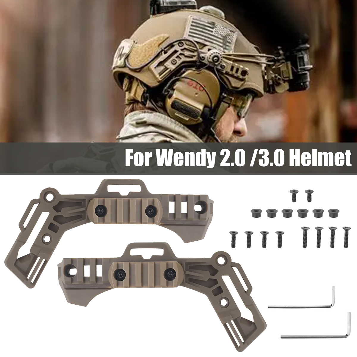 Outdoor Hunting Guide - อะแดปเตอร์ติดตั้งรางข้างหมวกกันน็อค Wendy 2.0 / 3.0 รุ่น