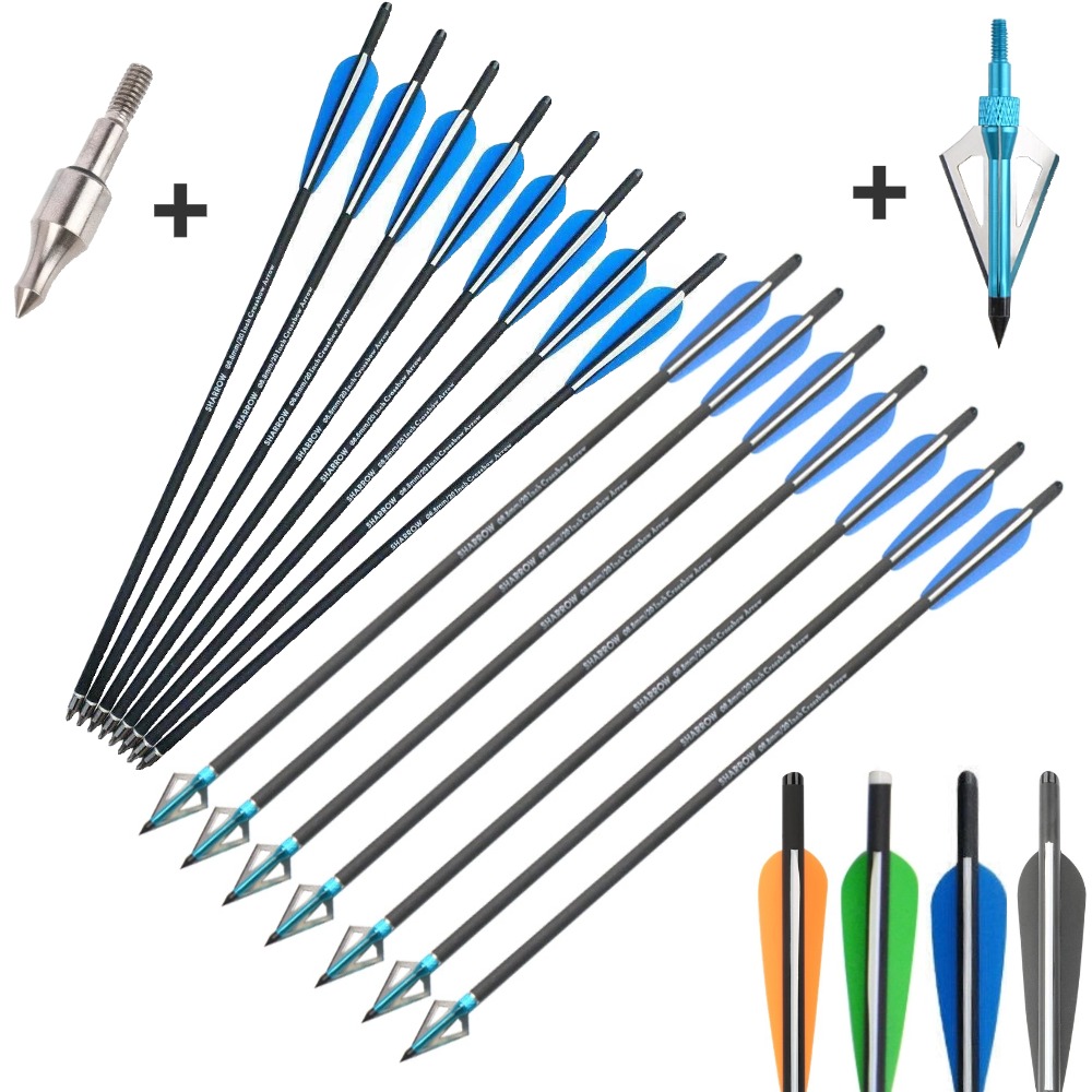 Crossbow Bolt Broadhead - ลูกศรคาร์บอนสำหรับธนูครอสโบว์ ขนาด 16/17/18/20/21/22 นิ้ว จำนวน 6/12