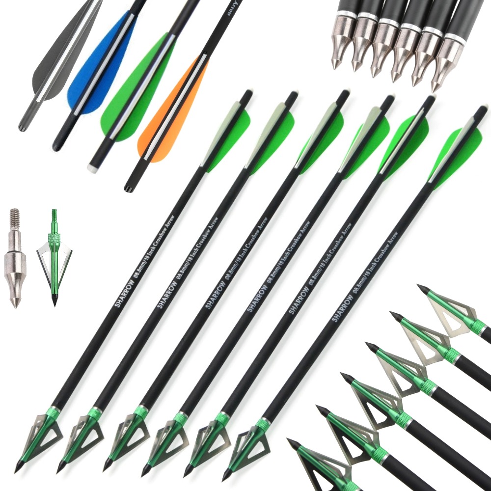 Crossbow Bolt Broadhead - ลูกศรคาร์บอนสำหรับธนูครอสโบว์ ขนาด 16/17/18/20/21/22 นิ้ว พร้อมหัวลูกศรแบบ Broadhead