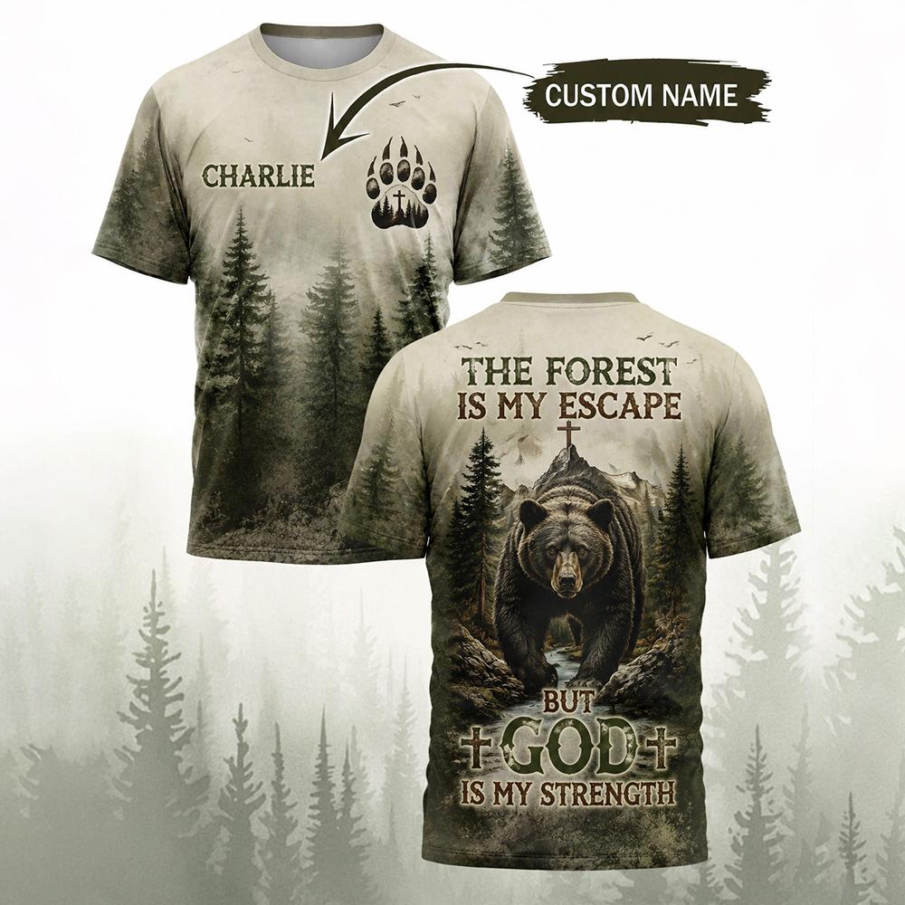 เสื้อยืดพิมพ์ลายหมีป่าสไตล์วิน - Hunting And Camping In Forest บทวิจารณ์และราคา