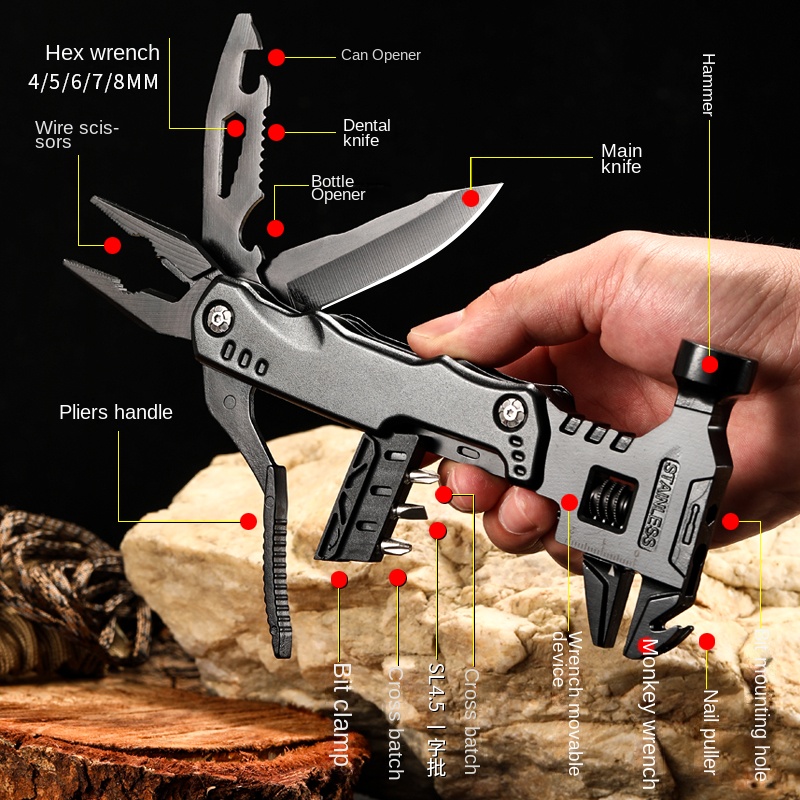 คีมมัลติฟังก์ชั่น Multitool Cl - Outdoor Hunting Knife Set บทวิจารณ์และราคา