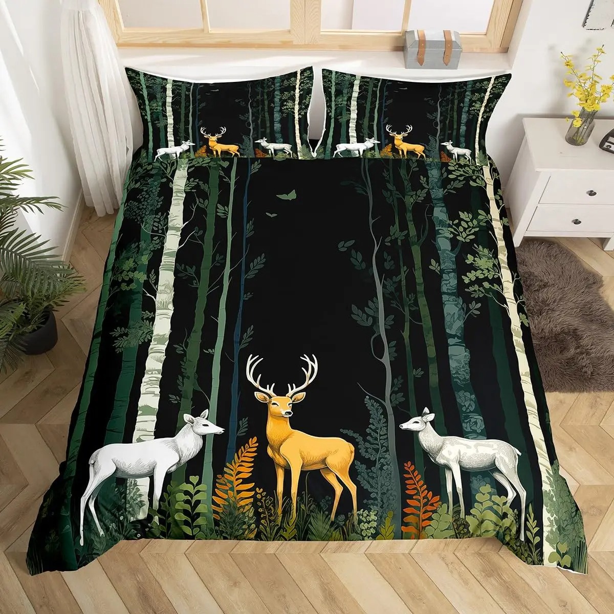ชุดผ้าปูที่นอนลายกวางเอลก์ ชุด - Hunting And Camping In Forest บทวิจารณ์และราคา